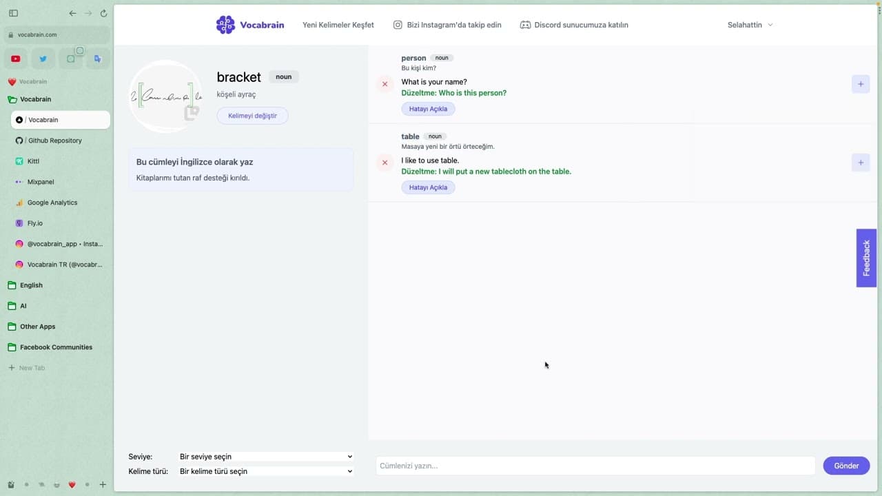 Vocabrain'de Arayüz Güncellemeleri ve Yeni Özellikler